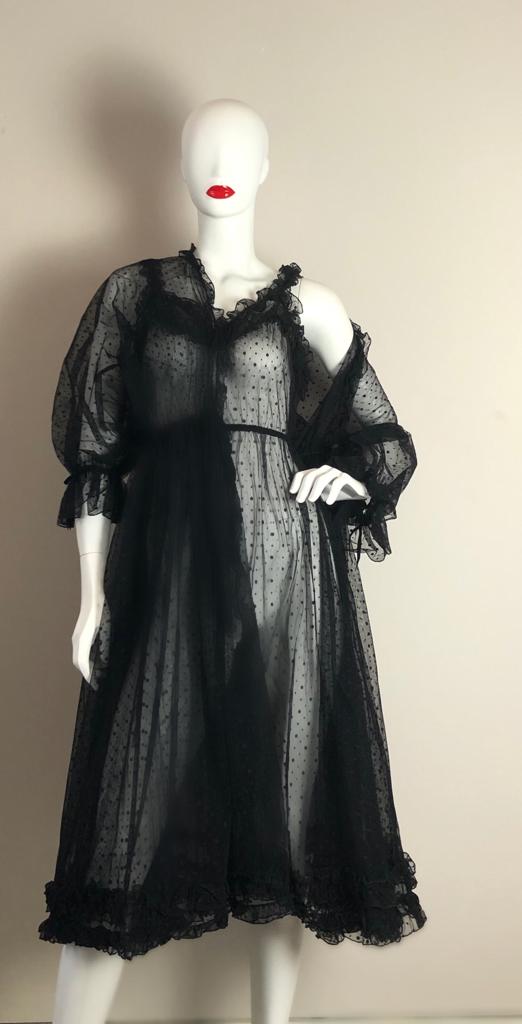 Janet Reger mesh gown and robe
