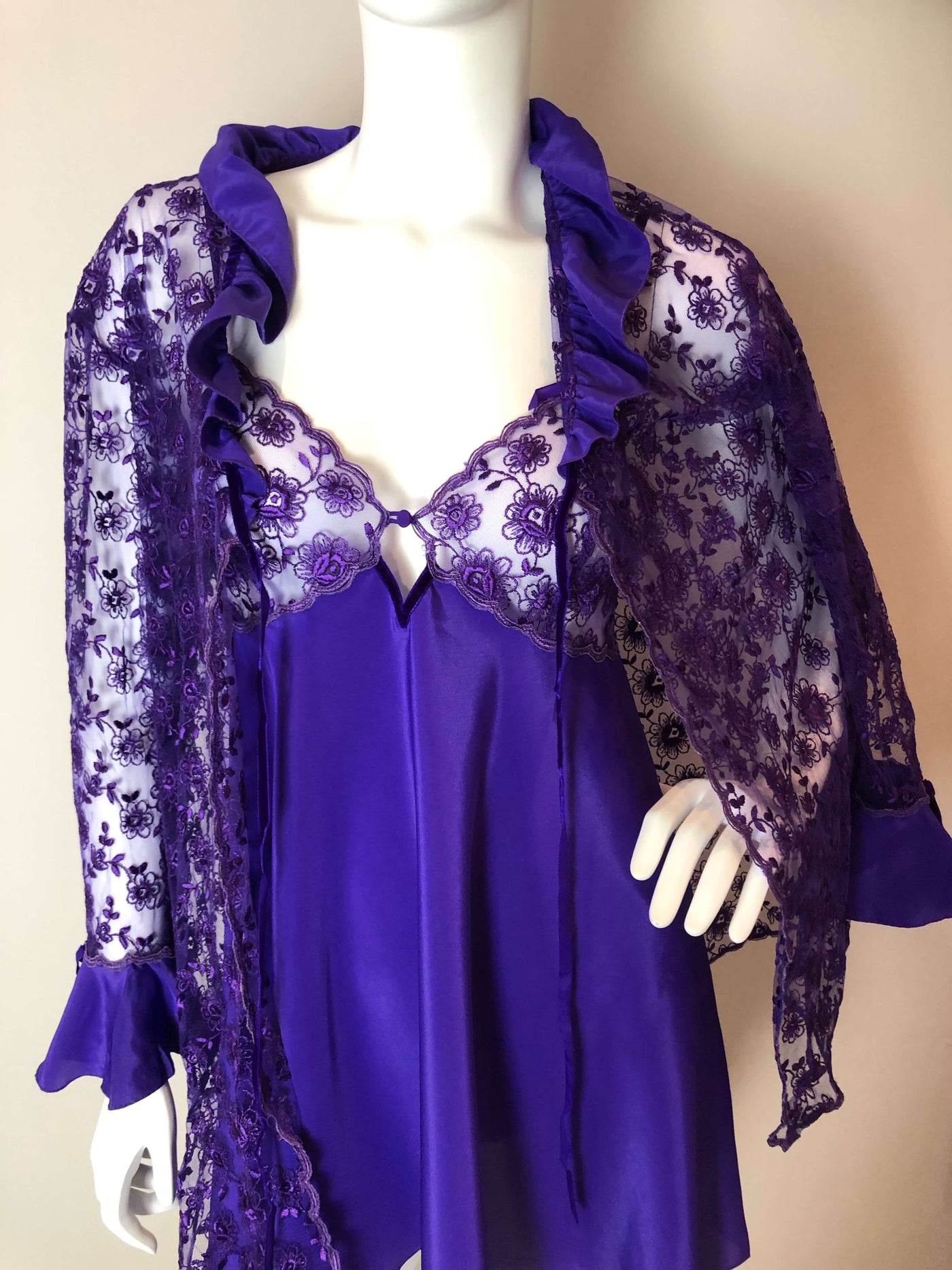 Purple Janet Reger babydoll dress with lace jacket