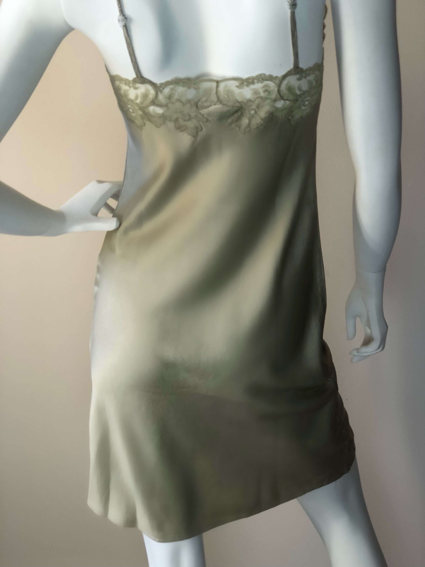 Khaki silk slip dress
