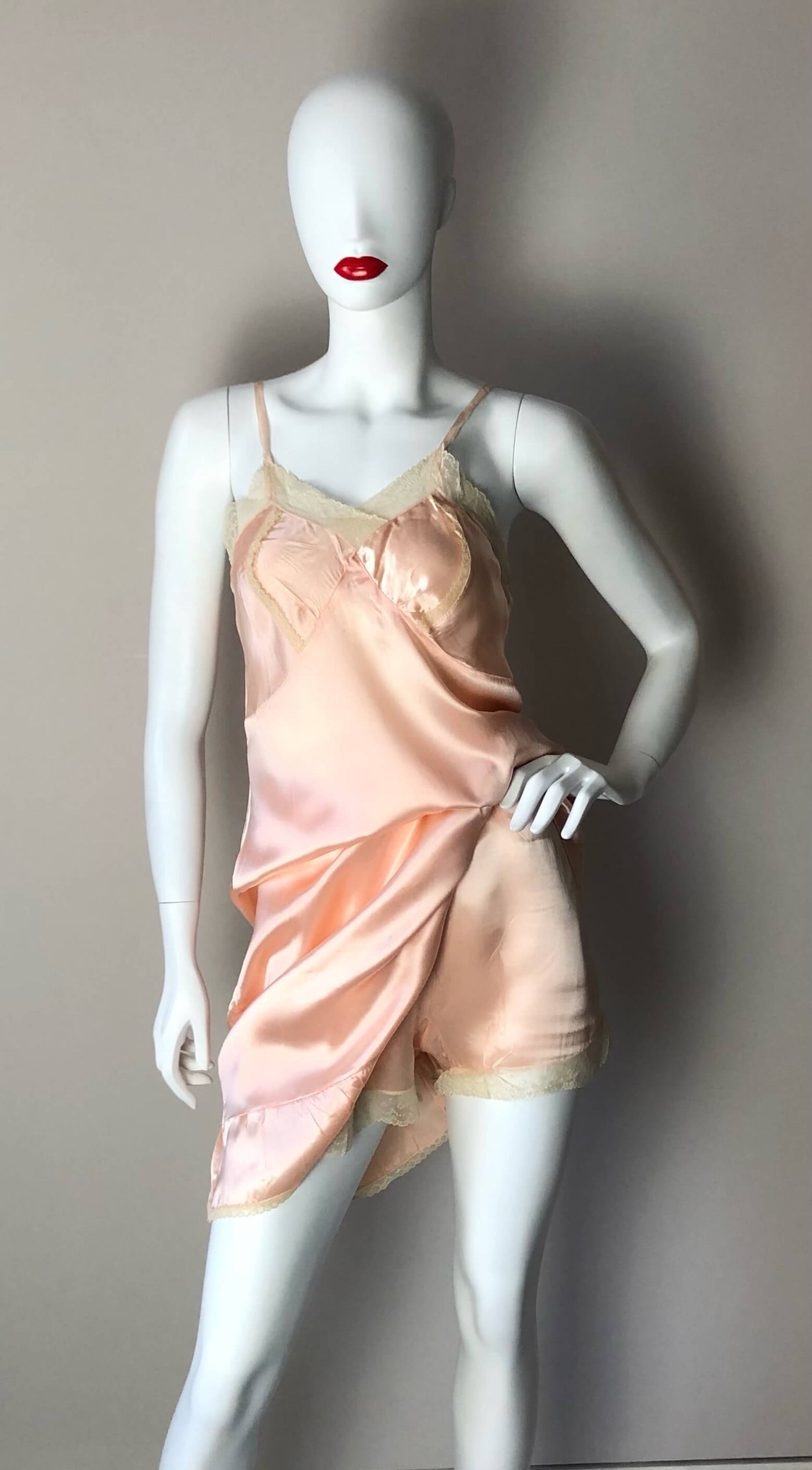 Apricot slip dress with cami shorts