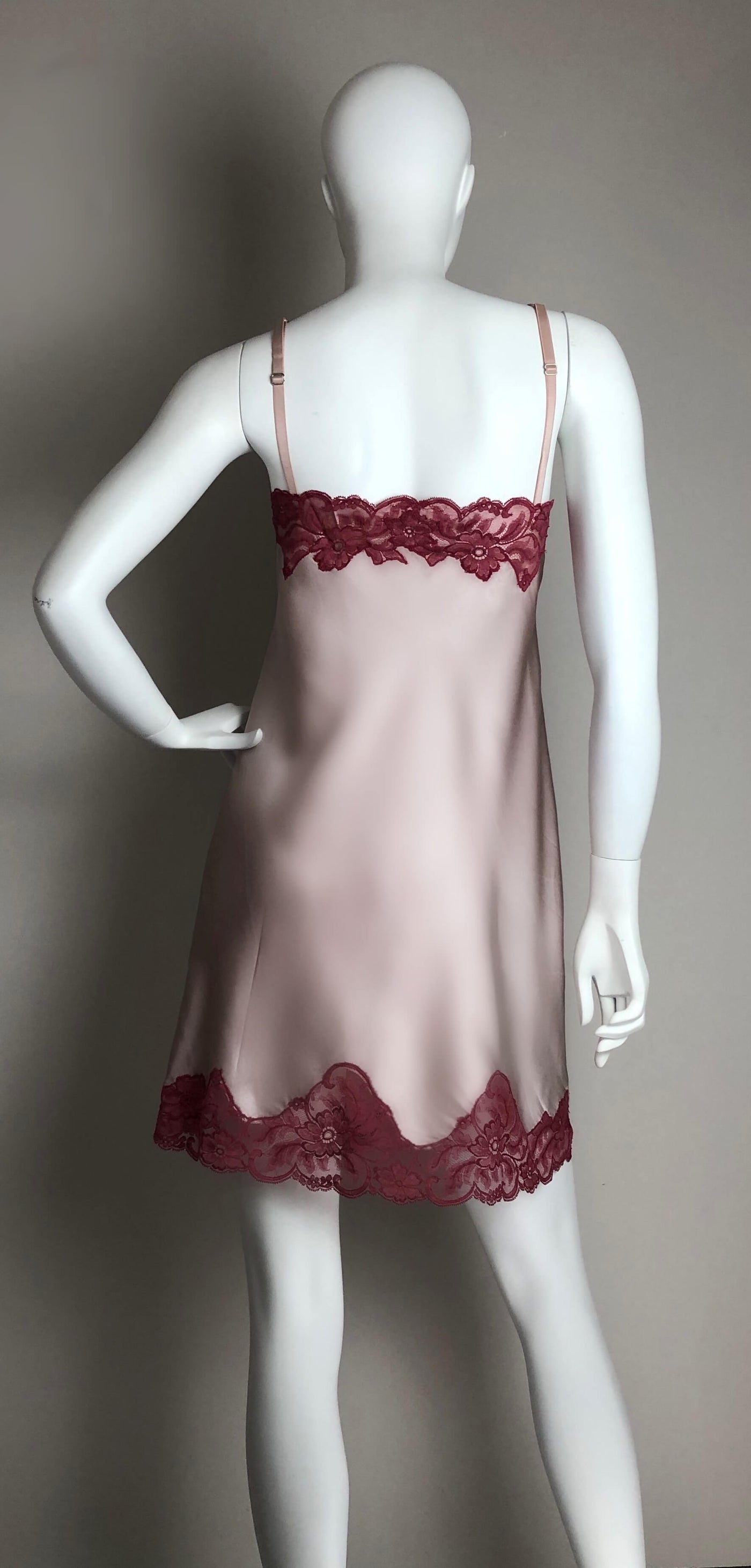 Aubergine slip dress with gown, bra & panty
