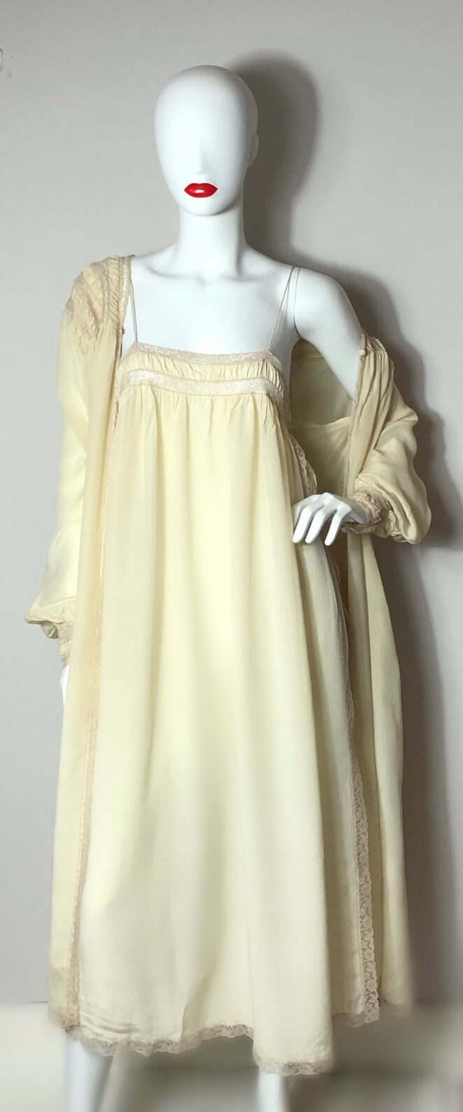 Cream silk Janet Reger dress and gown set