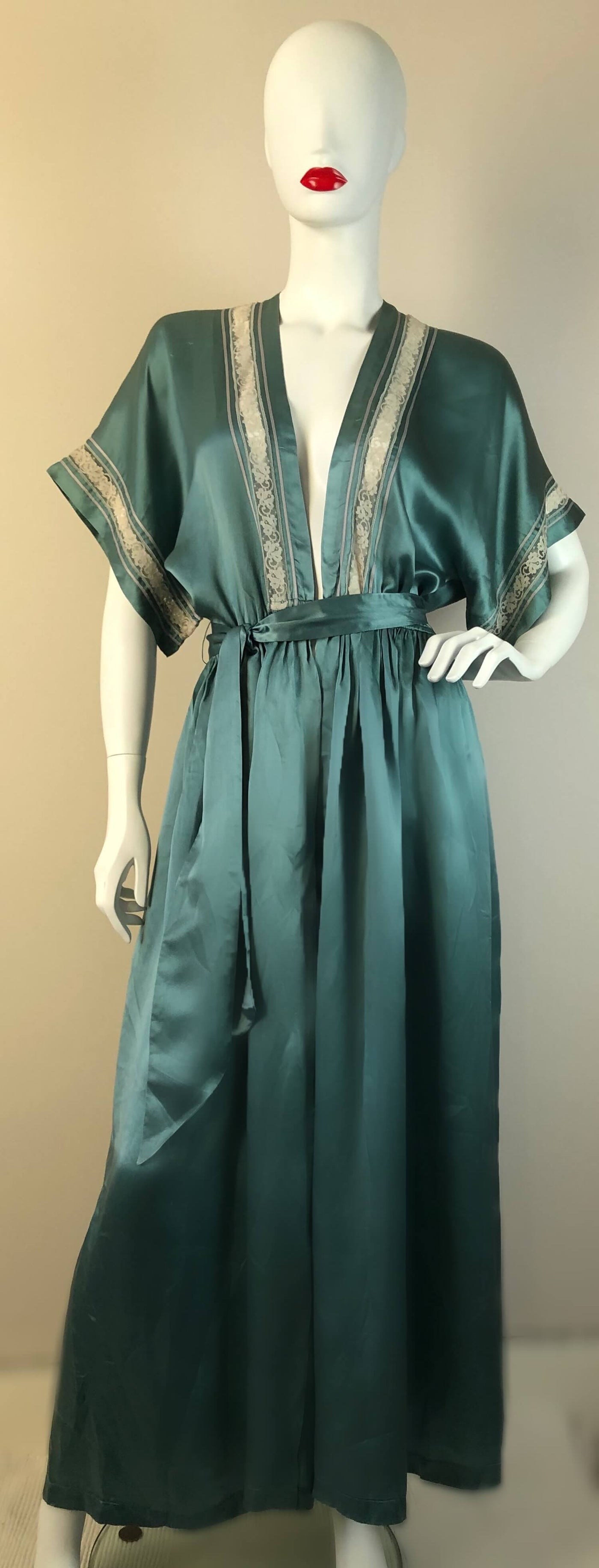 Green silk Janet Reger gown
