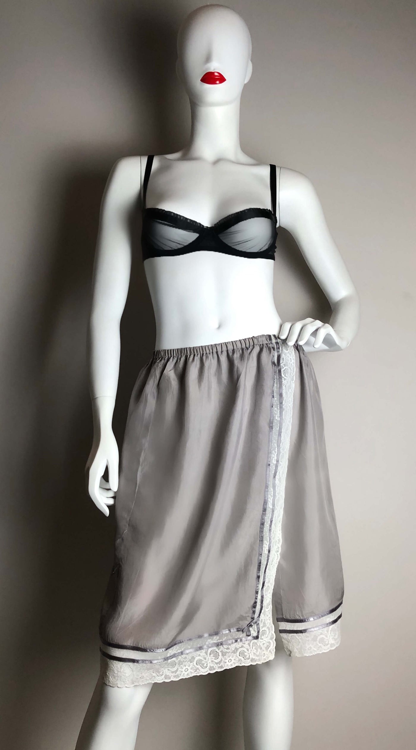 Grey silk Janet Reger skirt