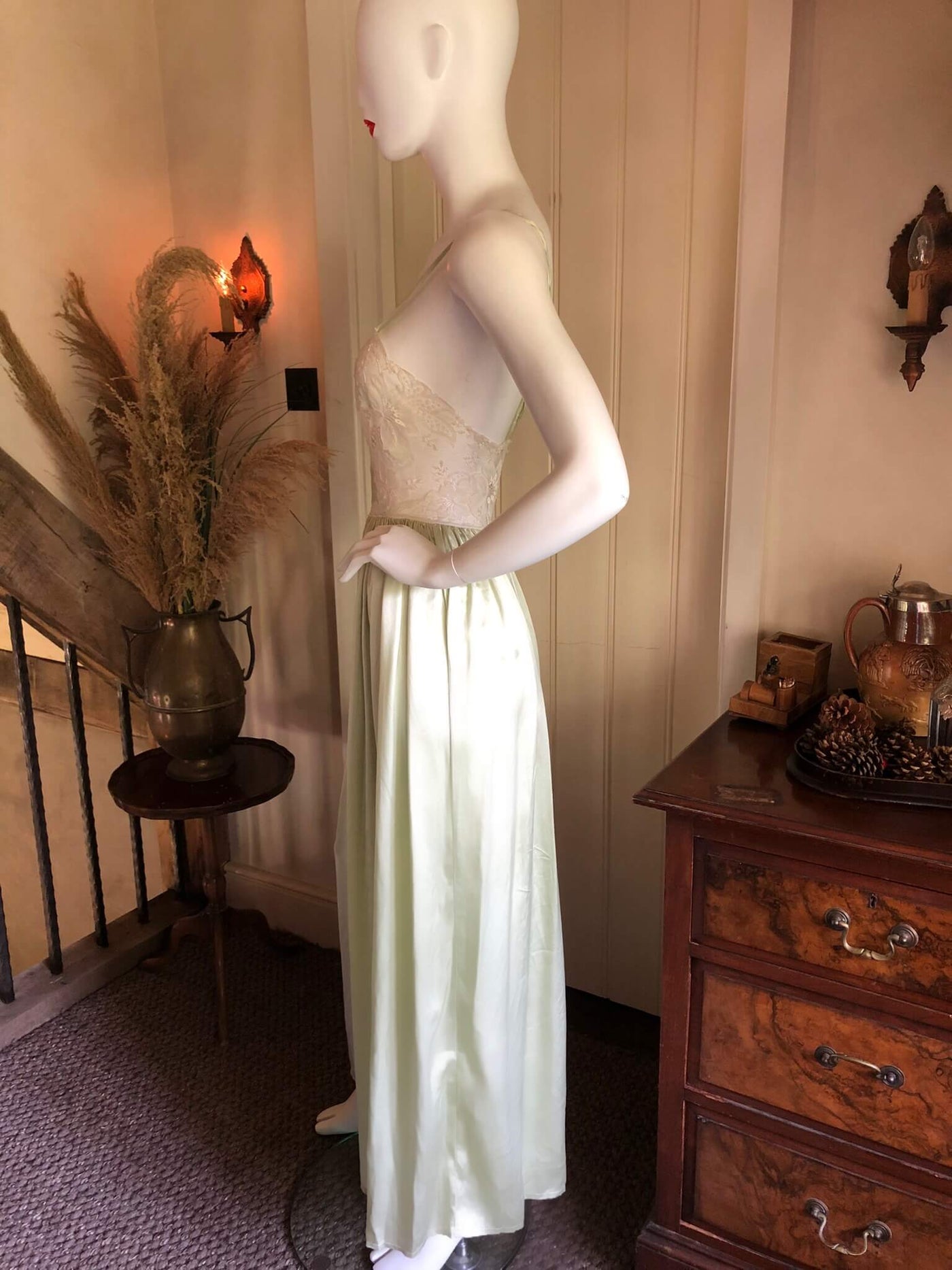 Mint green Janet Reger dress with gown