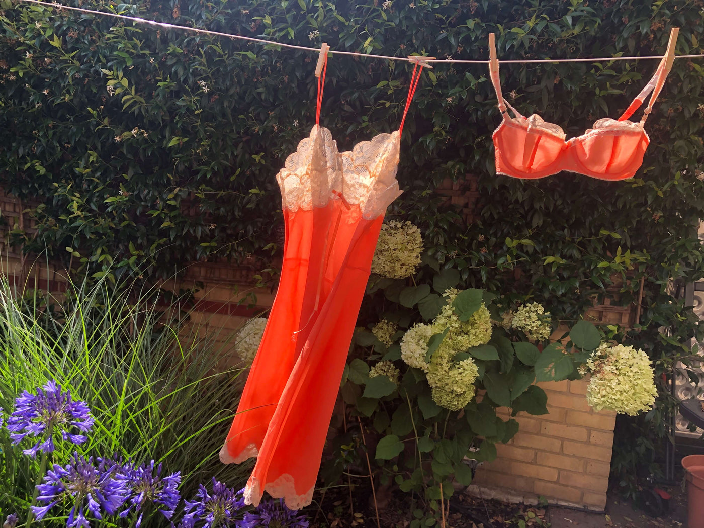 Orange chiffon Janet Reger dress with bra