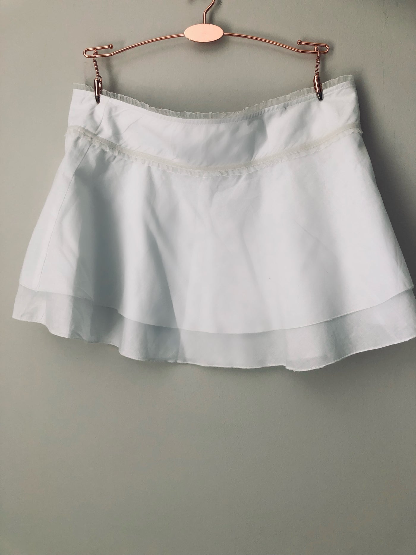 White Janet Reger tennis skirt with frilly panty