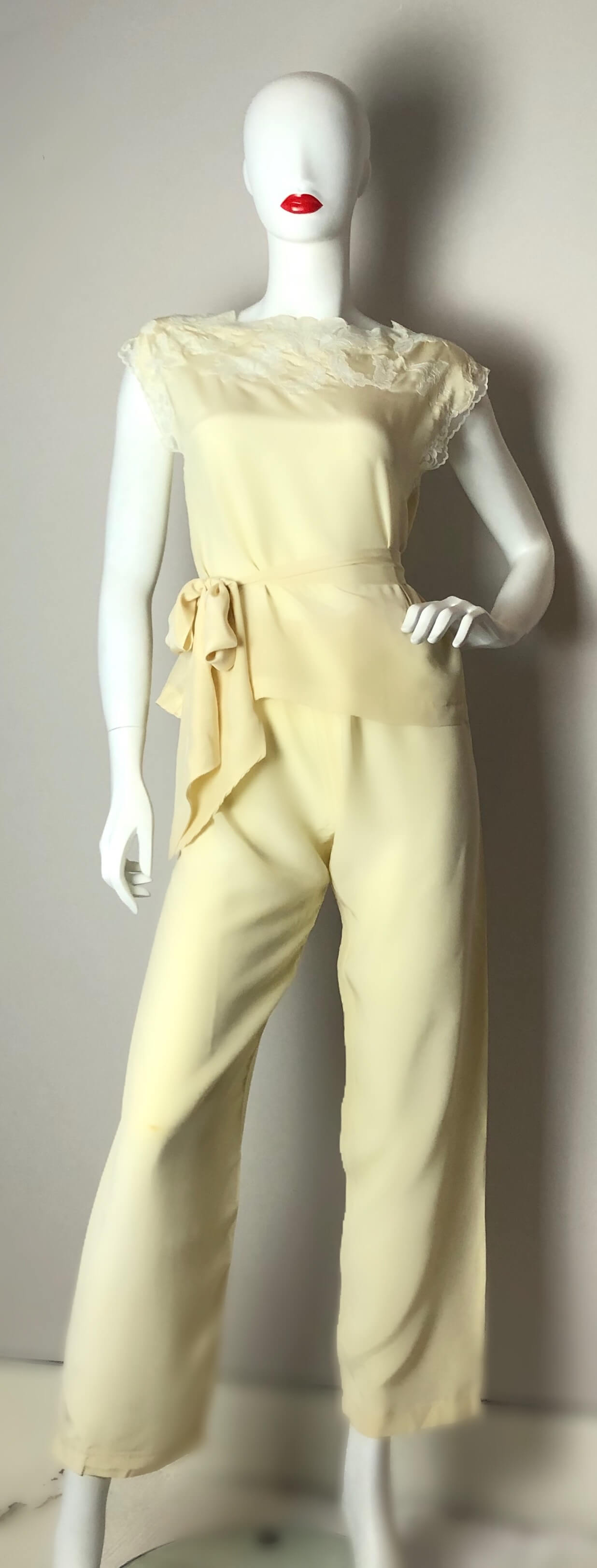 Ivory / yellow silk Janet Reger pyjamas